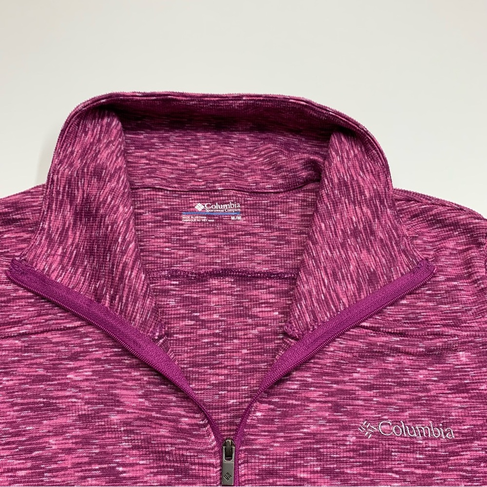 Columbia Full Zip Marled Pink Knit Athletic Zip Up Jacket Women’s Size Medium - Picture 5 of 7